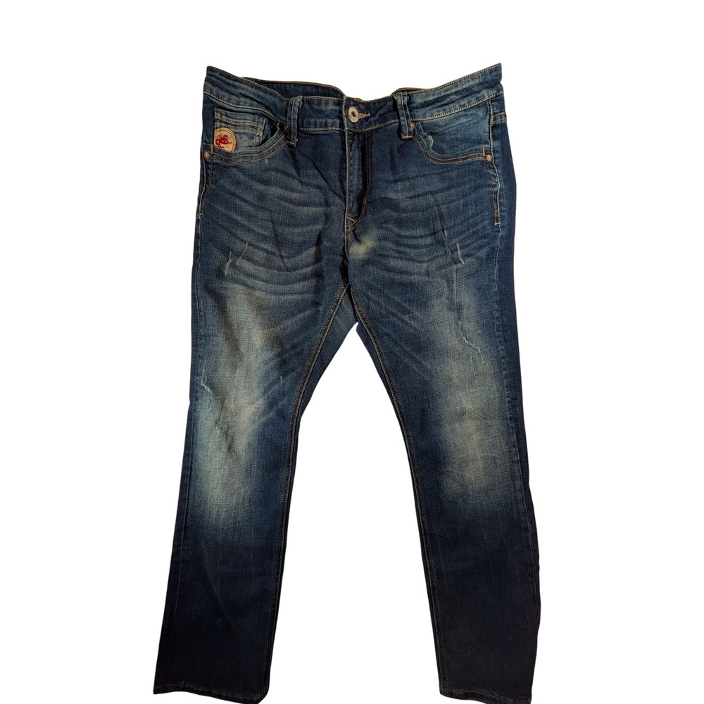 Parasuco Straight Leg Jeans Mens 34 Medium Wash Blue Denim W3512 Distressed